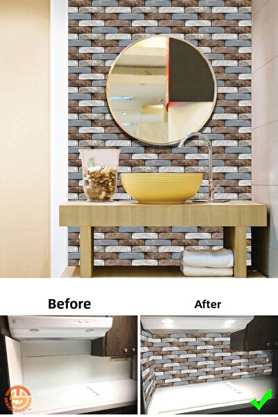 TechnoSmart 1pc 30cmx30cm 3d Self Adhesive Wallpaper Covering Waterproof Kitchen Bathroom