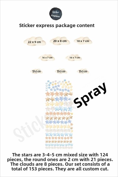 Sticker Ekspres Set de autocolante de perete pentru camera copiilor, stele și cercuri în culori moi