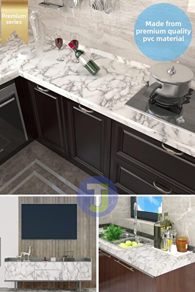 Technojet Self-Adhesive Marble Pattern Foil Kitchen Bathroom Countertop Wall Covering 60Cmx300Cm
