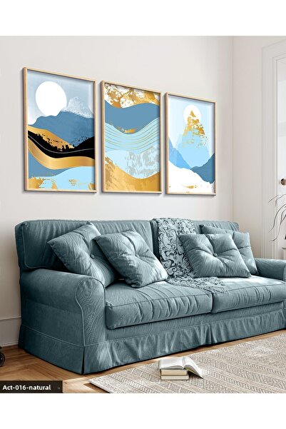 Evinemoda Abstract Mountain Visual 3 Piece Wooden Framed Painting Act