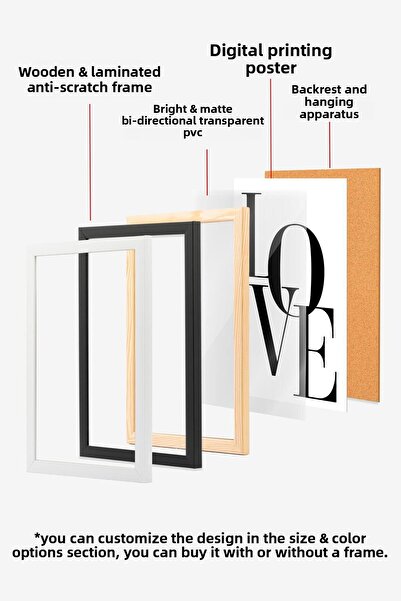 Postifull Комплект за картина в бяла рамка, нежно розова стенна картина, комплект от 3 постери, № 300709