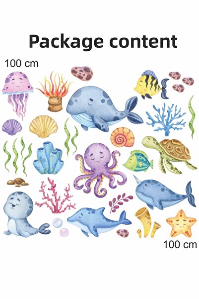 efekt reklam Autocolant de perete pentru cameră pentru copii Mega Set Animale de mare