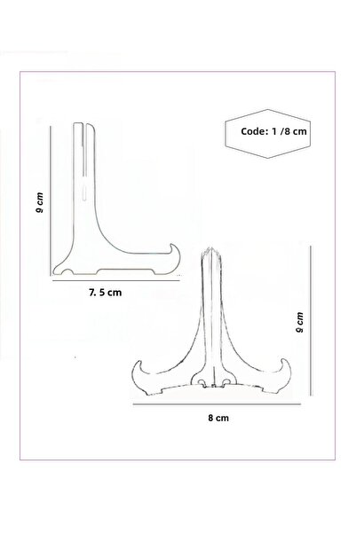Moda Hayal Frame and Plate Display Leg Stand Set Transparent Plexiglass 8 cm