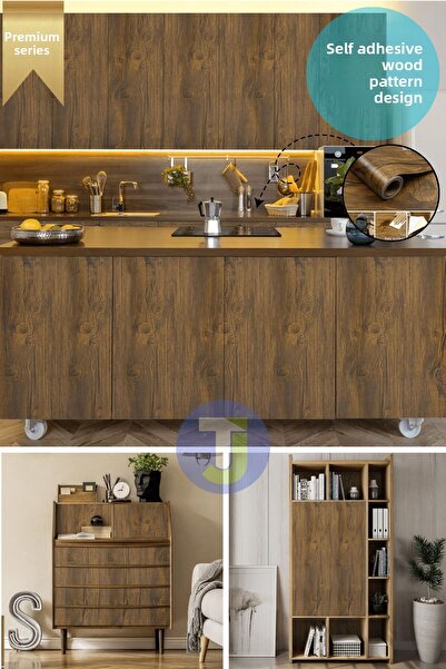 Technojet Self Adhesive Natural Wood Textured Wall Cabinet Table Kitchen Countertop Veneer 60cmX100cm