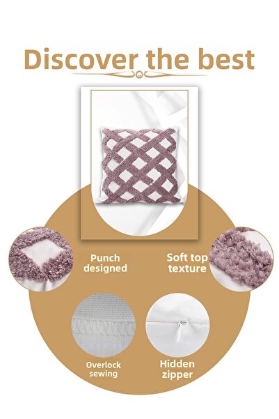 ÖZENEV Punch Design Bohemian Patterned Decorative Throw Pillow Cover 45x45 Cm Ethnic Authentic Poncho