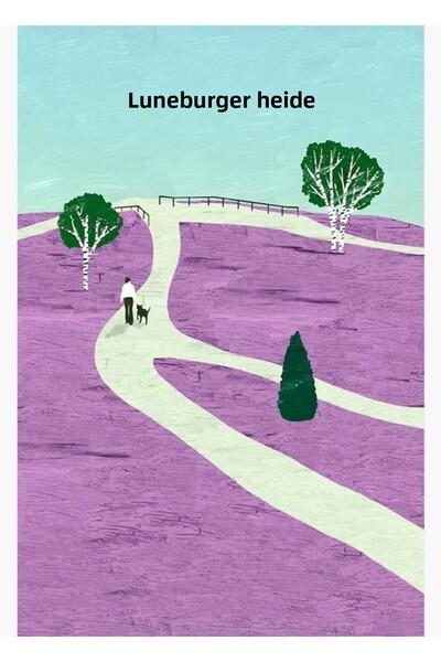 Universal Εκτύπωση αφίσας ταξιδιού Lüneburg Heath, Ξύλινη διακοσμητική αφίσα
