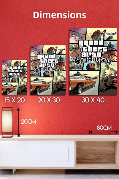 DekorHane Μεταλλική εκτύπωση - GTA San Andreas, Grand Theft Auto, Rockstar Games, CJ Bright Wall Painting