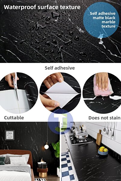Technojet Self-Adhesive Matte Marble Pattern Foil Kitchen Bathroom Countertop Wall Covering 60Cmx100Cm
