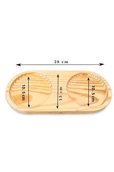 Mobawood 2 Compartment Brown Wooden Oil Pot, Presentation Pot, Soap Pot 28 Cm