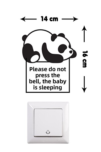 Kt Grup - لا تضغط على الجرس، الطفل نائم - مقبس الباندا - ملصق على الجرس