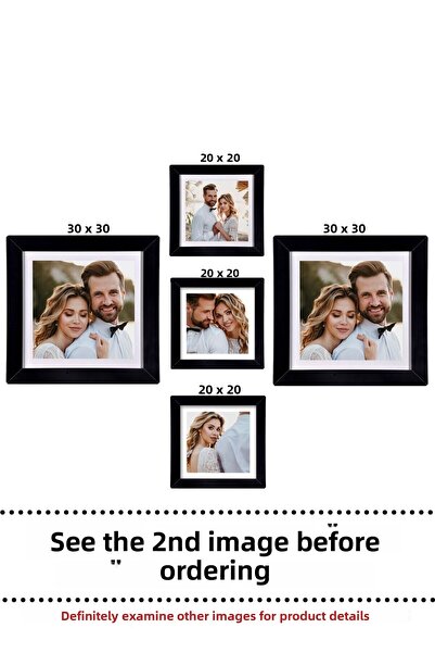 yhfoto 2 قطعة 30 × 30 - 3 قطع 20 × 20 إطار MDF أسود متعدد