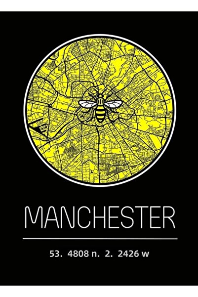 Universal Χάρτης του Μάντσεστερ με συντεταγμένες ενδείξεις Ξύλινη διακοσμητικ...