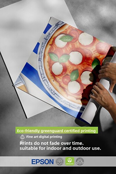 Postifull White Framed Painting, Pizza Plate, Comfort Series Kitchen Wall Painting, No:109103