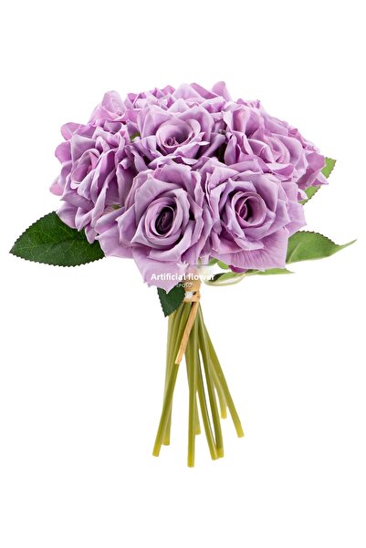 Yapay Çiçek Deposu 10lu Lüx Gul Demeti 25 cm Лилаво