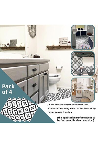 TechnoSmart 4 Pieces 30cm×30cm Self Adhesive Lvt Floor Wall Covering Kitchen Bathroom Tile Sticker