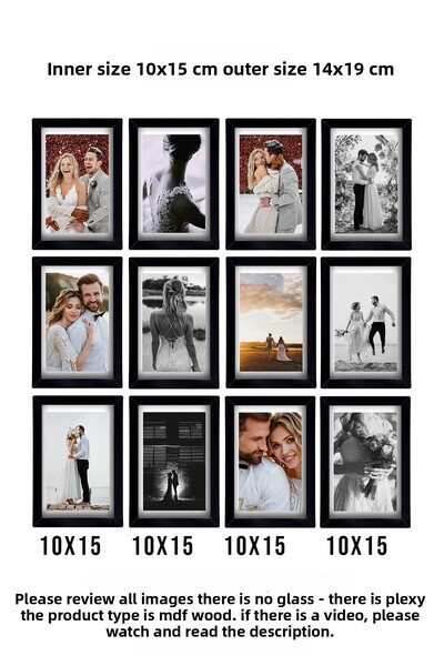 ropİİ 12 bucăți 10x15 cadru negru MDF - cadru foto multiplu