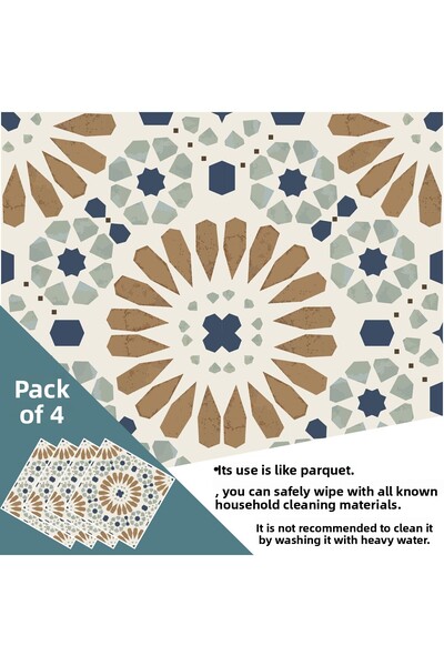 TechnoSmart 4 Pieces 30cm×30cm Self Adhesive LVT Floor Wall Covering Kitchen Bathroom Tile Sticker