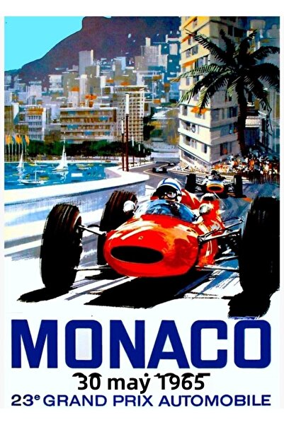 Universal „Monaco Grand Prix” Tablou cu imprimare vintage cu curse auto, post...
