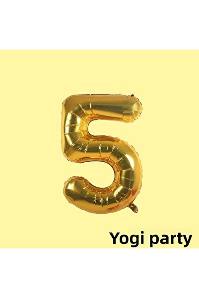 Yogi parti Gold 5 Five Number Foil Balloon 40 Inch Birthday Ornament
