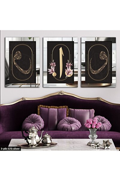 Evinemoda Огледална картина от плексиглас Elif Vav Silver 3 части