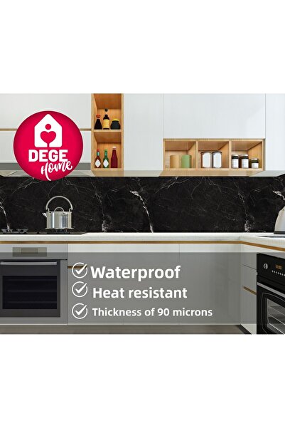 DEGE HOME رقائق لاصقة بنمط رخامي بين سطح المطبخ مقاس 65x200 سم