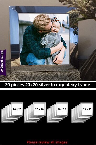 yhfoto 20Pcs 20X20 Silver Mirror Plexi Frame - Luxury Plexiglass Frame - Silv...