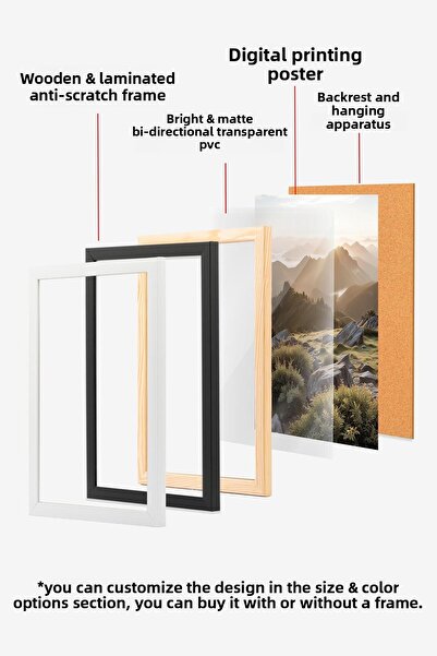 Postifull Wooden Framed Painting, Poster and Frame Set, New Year Comfort Series No:108792