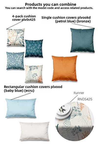 Pilloveland Husă de pernă din piele intoarsa, imprimata pe doua fete, cu model delicat