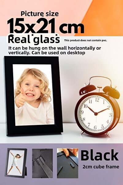 CreaWitch إطار صورة مكعب مقاس 20 مم مقاس 15 × 21 سم مع مسند ظهر قائم أو تعليق على الحائط