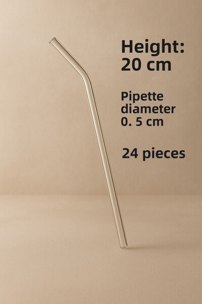 MAKRİ HOME طقم ماصات زجاجية مكونة من 24 قطعة - طول 20 سم، قطر 0.5 سم