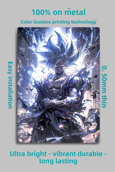 DekorHane Son Goku - Imprimare pe tablă de metal, pictură anime, manga, Dragon Ball