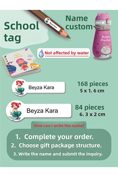 YUNUS COPY ملصق مدرسي على شكل قلم ودفتر ملاحظات على شكل حورية البحر، ملصق قاب...