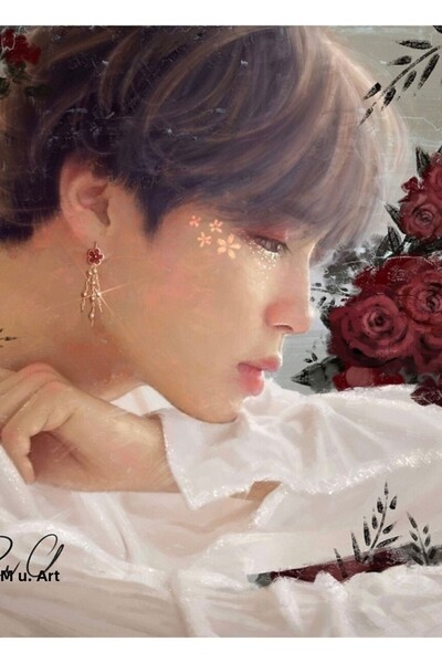 Universal Πρωινό Τριαντάφυλλο - Ζωγραφιά Jimin, Ξύλινη Διακοσμητική Αφίσα Κωδ...