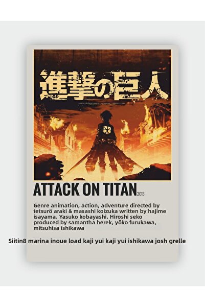fırsatlar diyarı Attack on Titan Anime Info Card Flashcard Minimalist Poster