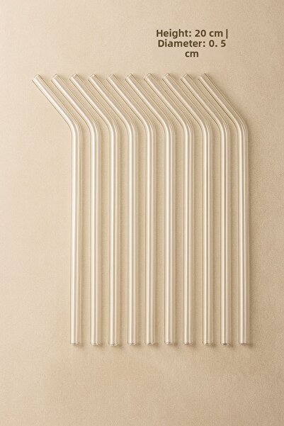 MAKRİ HOME طقم ماصات زجاجية 12 قطعة - طول 20 سم، قطر 0.5 سم