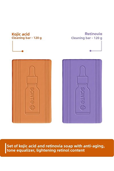 SantePlus مجموعة صابون باكوتشيول وحمض الكوجيك المضادة للشيخوخة وموازنة اللون وتجديد البشرة