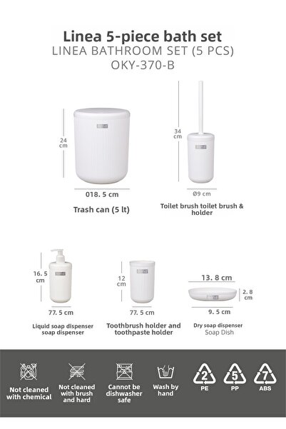 Okyanus Home Σετ μπάνιου Linea Off-White με ριγέ στρογγυλό σχήμα