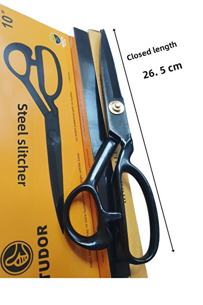 Kent Pazarı Professional Steel Sewing Tailor Scissors Fabric, Leather, Jeans Cutting 26.5cm 10'' Black Stainless Steel