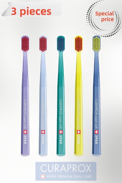 Curaprox Cs 3960 Super Soft Toothbrush – Softer, More Intense, More Effective (3 Pcs) Mixed Color