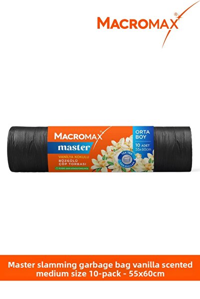MACRO MAX Master Drawstring Garbage Bag Medium Size (55X60Cm) Vanilla Scented 10 Pieces Super Economical Package