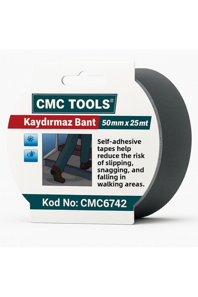 CMC Tools شريط مضاد للانزلاق 50 مم × 25 مترًا - شريط أمان أرضي ذاتي اللصق للس...