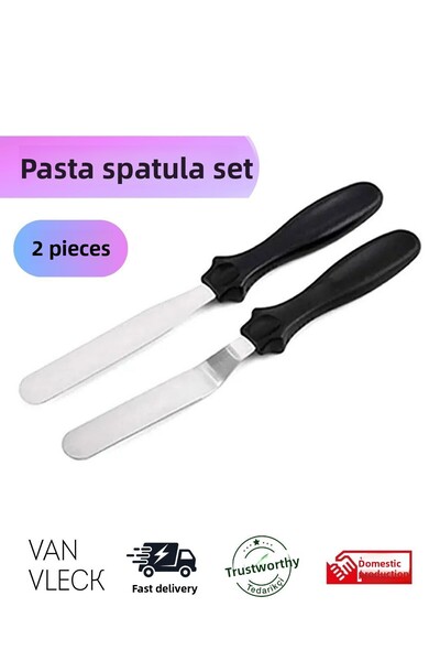 VAN VLECK Set of 2 Cake Spreading Spatulas – Flat and Oblique Steel Spatulas, Cake Cream Spreading Spatula Set