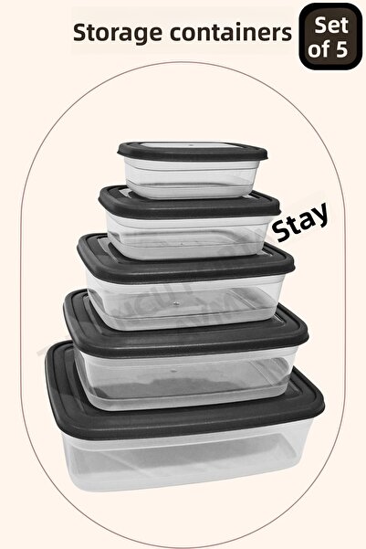 Turuncu Portakal Storage Container with Lid (Set of 5) Kitchen Organizer Rectangular Organizer