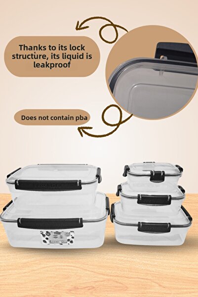 Turuncu Portakal Lock Lid Leakproof Sealed Storage Container Kitchen Organizer Organizer Box Set