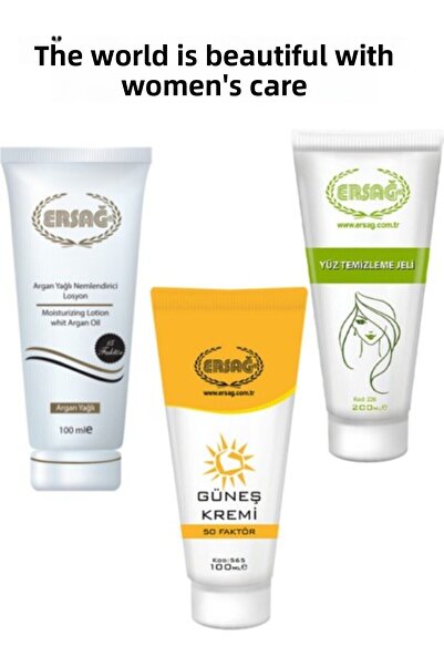 Ersağ Ersağ Sun Cream.جل تنظيف الوجه. مرطب زيت الأرغان.