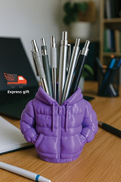 expres hediye Пенал във формата на палто, дизайнерски пенал, лилав пенал