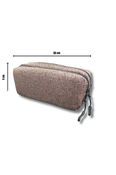 uzaktangelir Suport pentru stilouri din țesătură maro cu 2 compartimente, de bună calitate, la preț accesibil