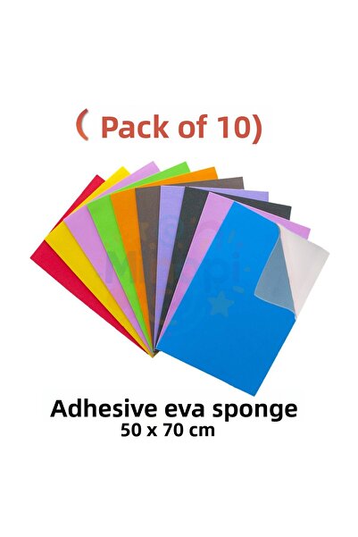Minopi اسفنجة ايفا لاصقة متعددة الالوان 50×70 سم 10 عبوات 1.5 ملم