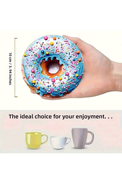 kutuTR 🍩   Set of 6 Mdf Coasters with Colorful Donut Design – 10 cm Brd-033