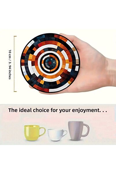 kutuTR 🌀   Set of 6 Mdf Coasters with Ethnic & Abstract Patterns – 10 cm Brd-035